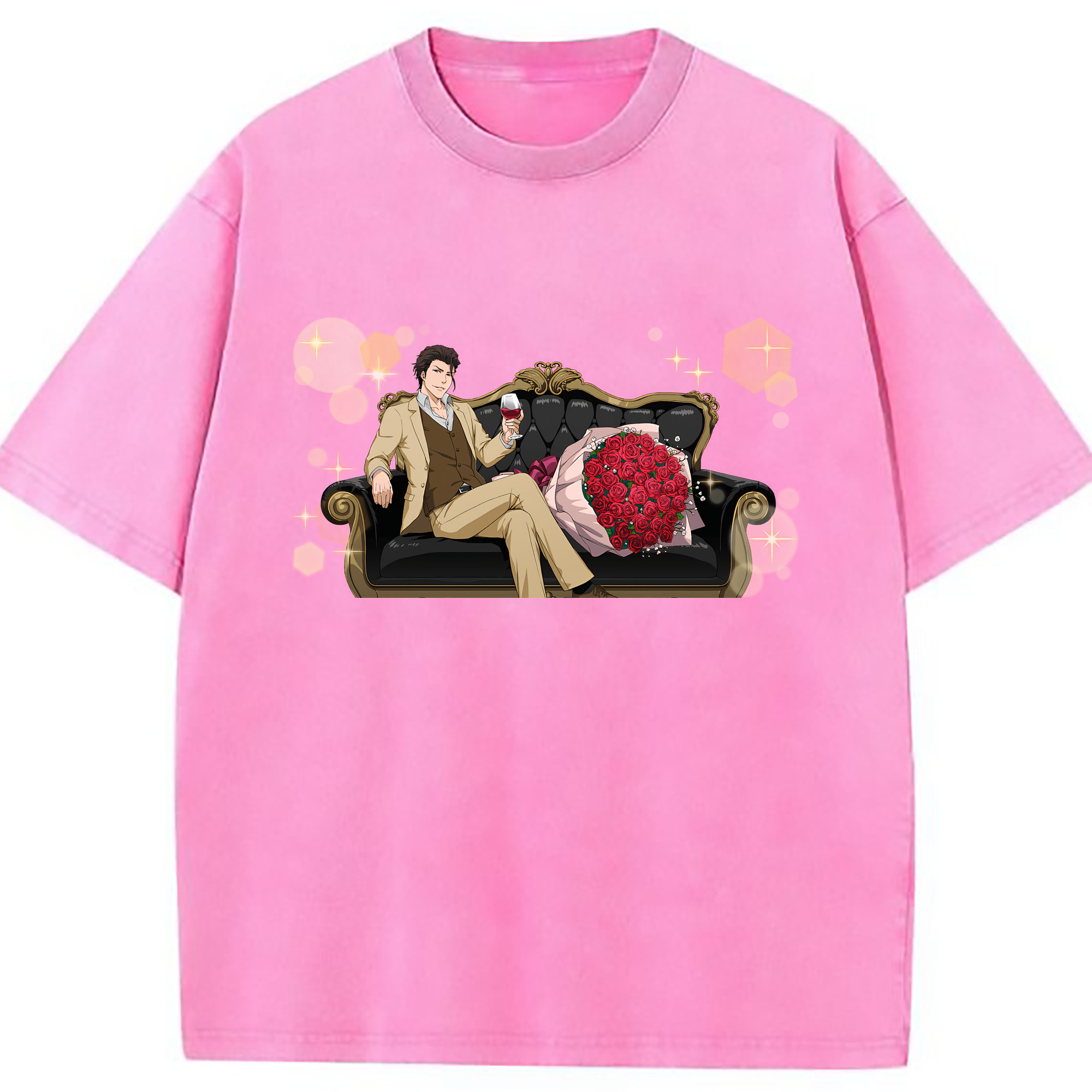 （画像用） ブリーチ 藍染 惣右介（あいぜん そうすけ） BLEACH Aizen Sousuke 綿100% ヴィンテージ風 半袖Tシャツ（フロントプリント）